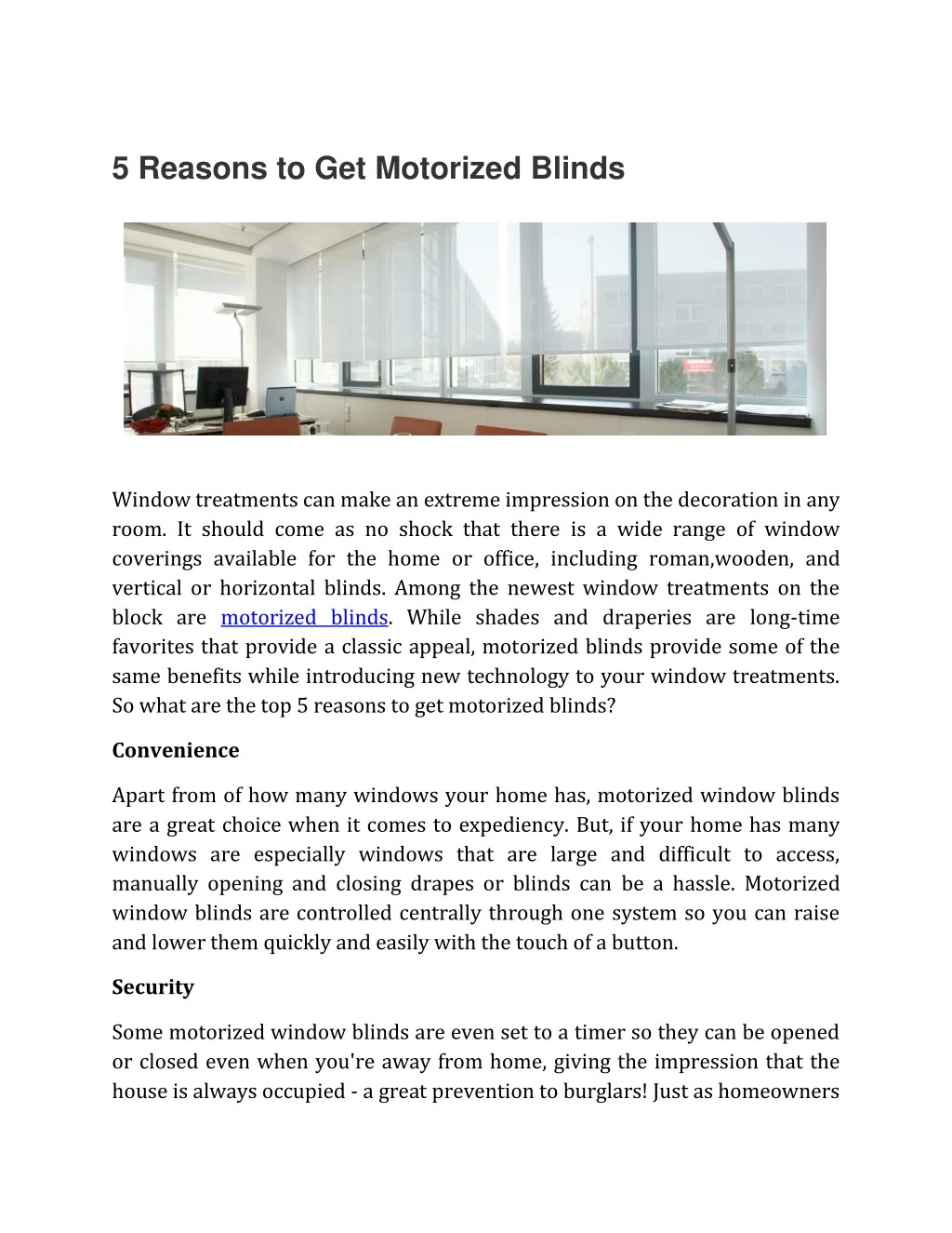 5 reasons to get motorized blinds