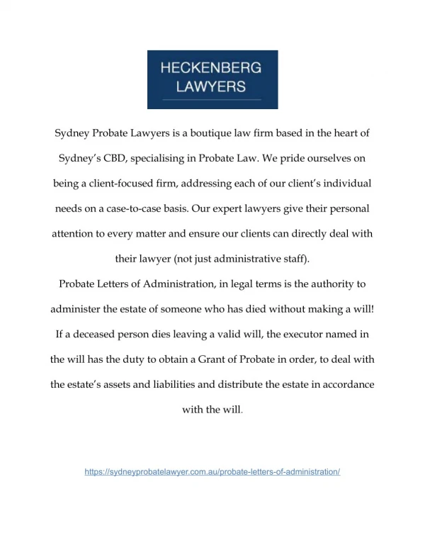 Sydney Probate Lawyers