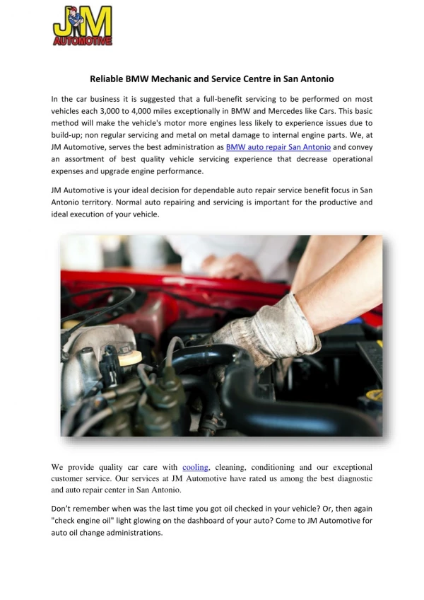 Reliable BMW Mechanic and Service Centre in San Antonio