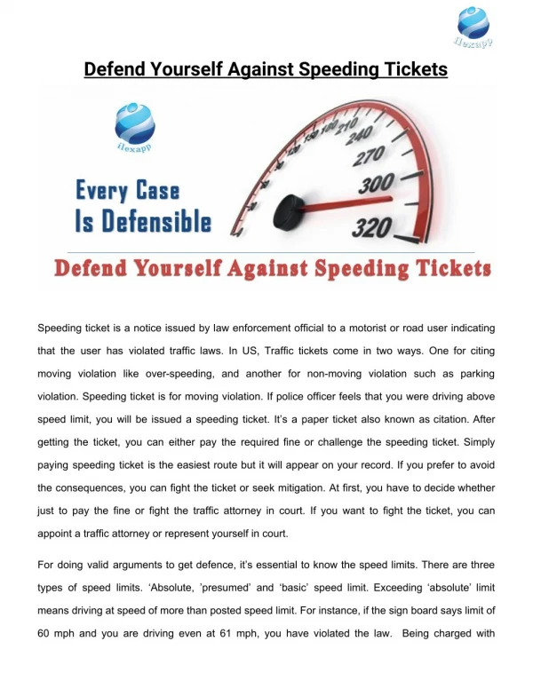 Defend Yourself Against Speeding Tickets