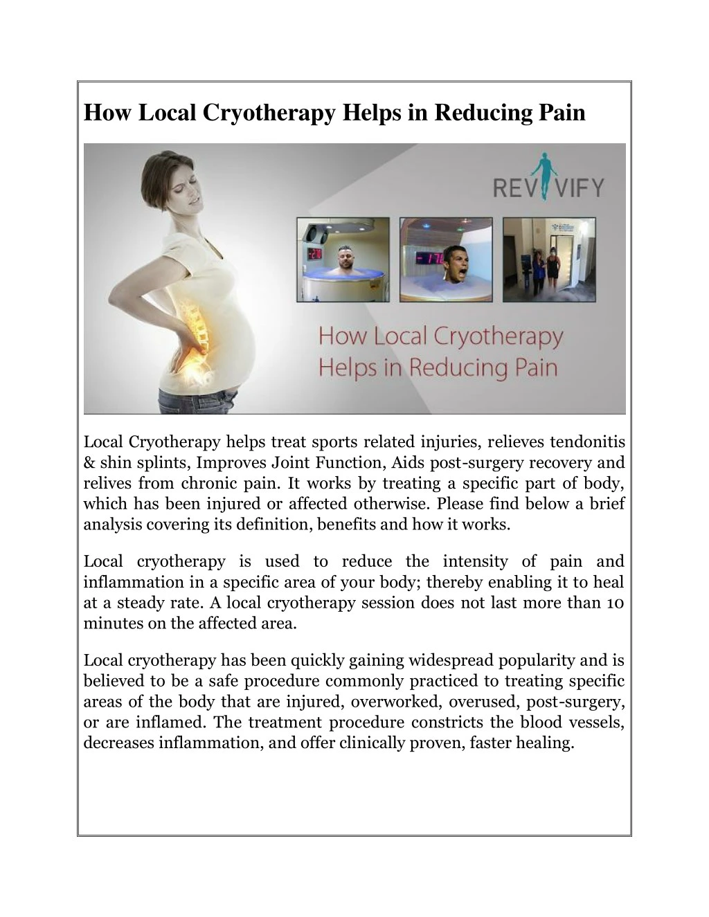 how local cryotherapy helps in reducing pain