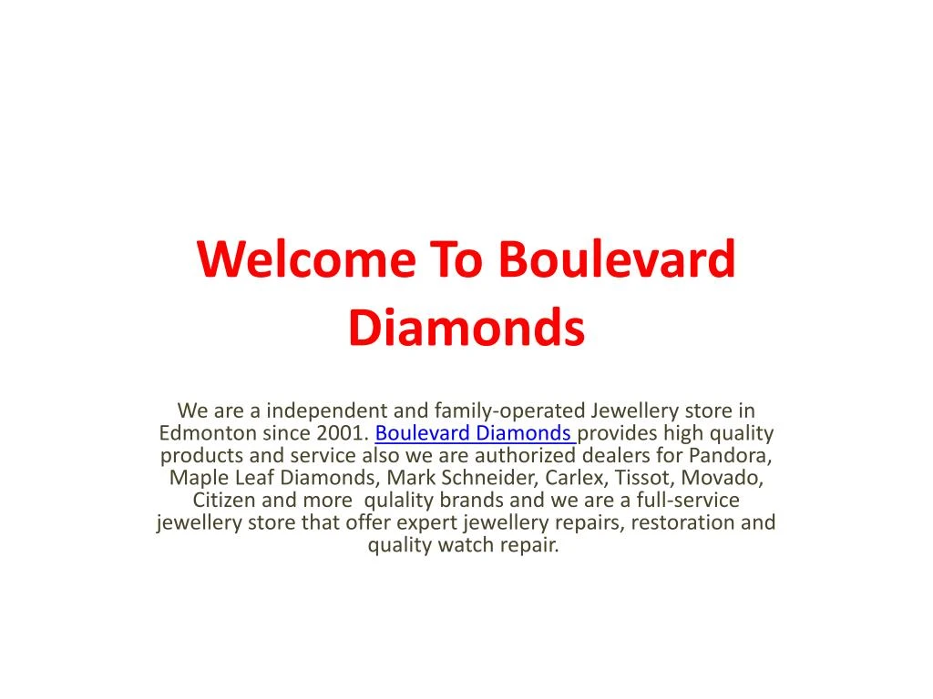 welcome to boulevard diamonds