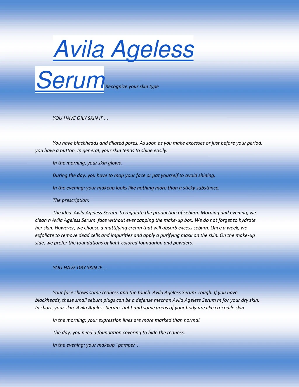 avila ageless serum recognize your skin type