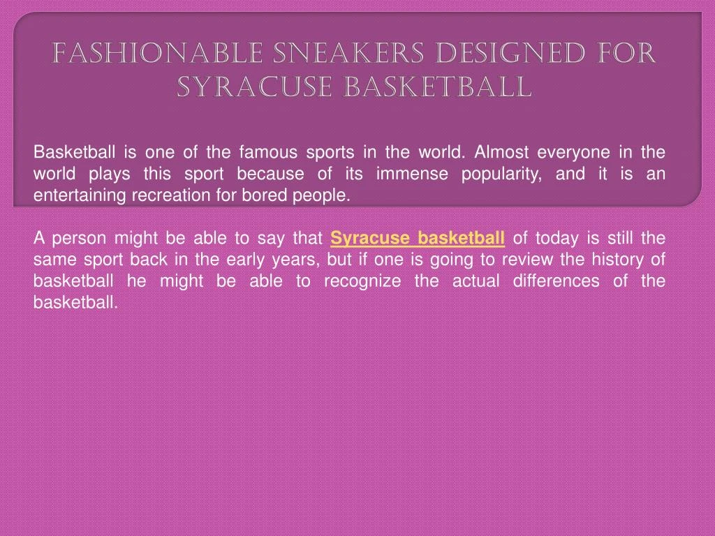 fashionable sneakers designed for syracuse basketball