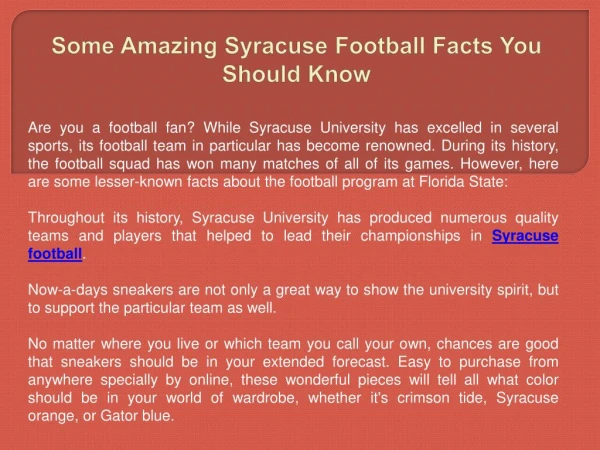 Some Amazing Syracuse Football Facts You Should Know