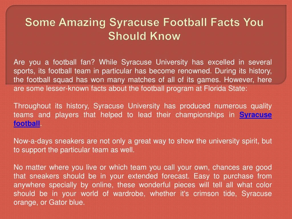 some amazing syracuse football facts you should know