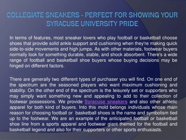 Collegiate Sneakers - Perfect For Showing Your Syracuse University Pride