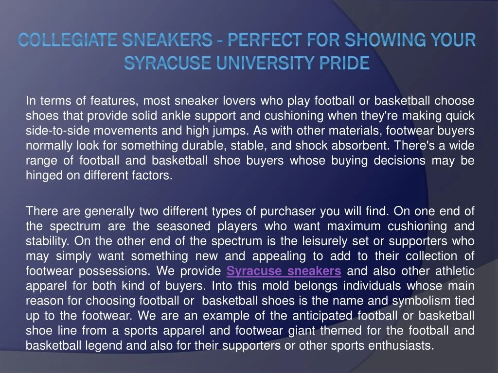 collegiate sneakers perfect for showing your syracuse university pride
