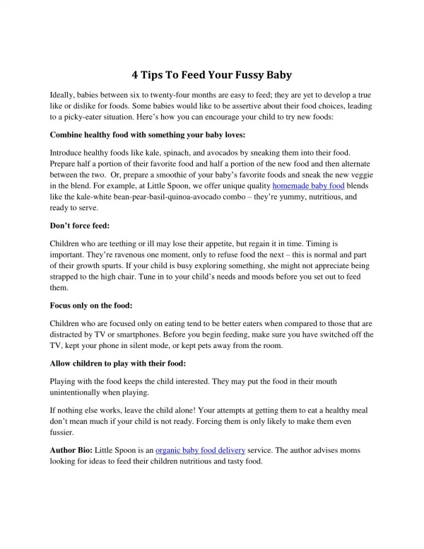 4 Tips To Feed Your Fussy Baby
