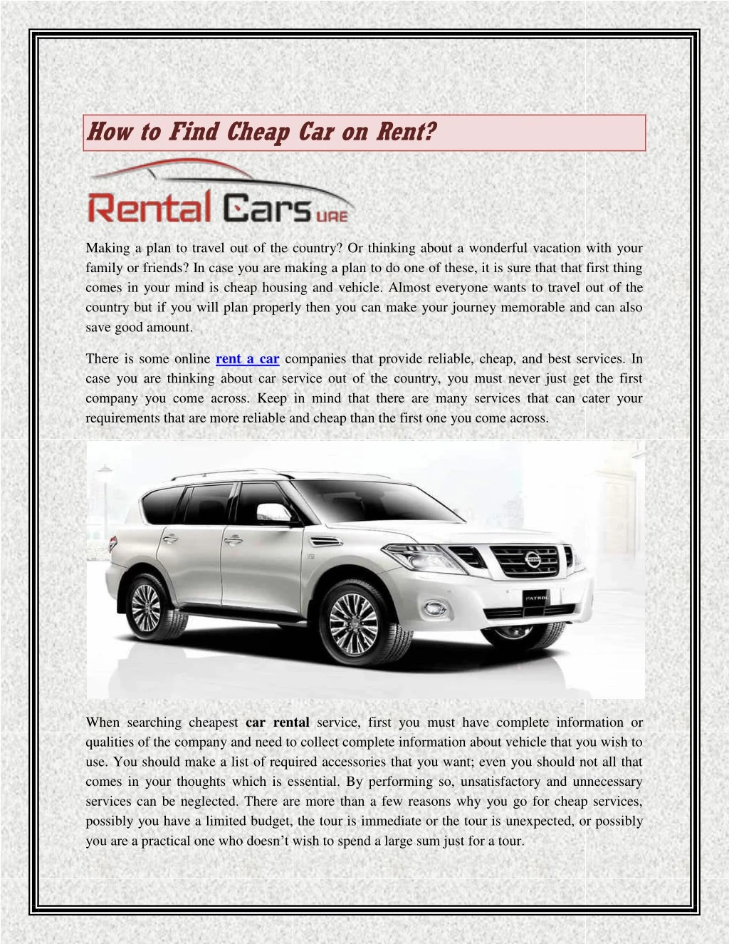 how to find cheap car on rent