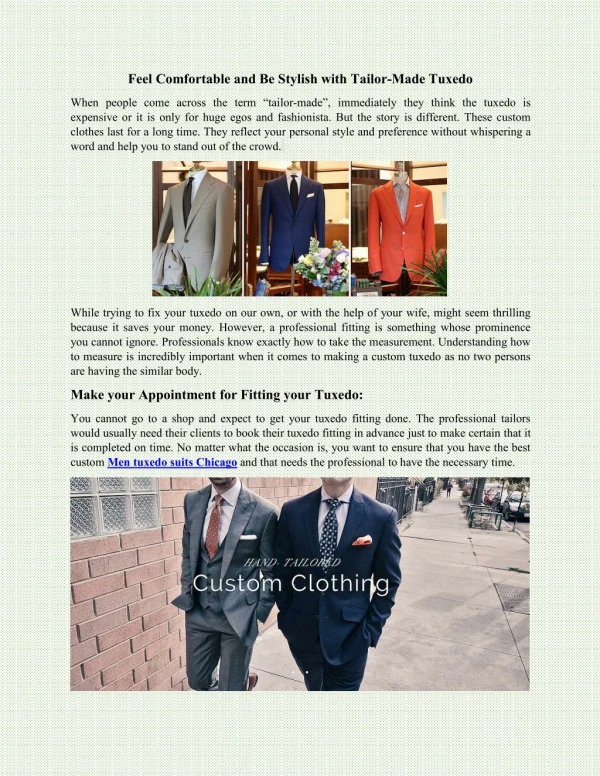 Book a men tuxedo suits designer in Chicago