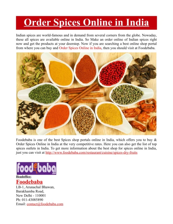 Order Spices Online in India