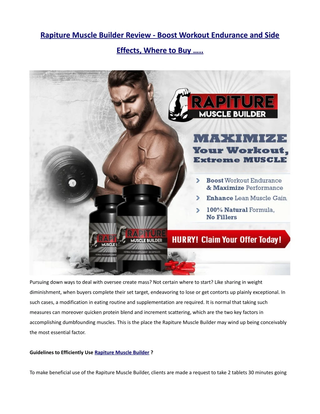 rapiture muscle builder review boost workout