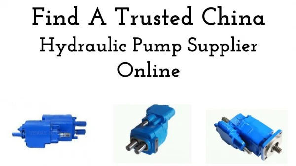 Find A Trusted China Hydraulic Pump Supplier Online