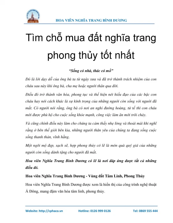 Tìm chỗ mua đất nghĩa trang phong thủy tốt nhất