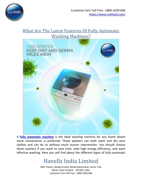 What Are The Latest Features Of Fully Automatic Washing Machines?
