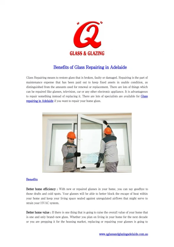 Benefits of Glass Repairing in Adelaide | Q Glass and Glazing