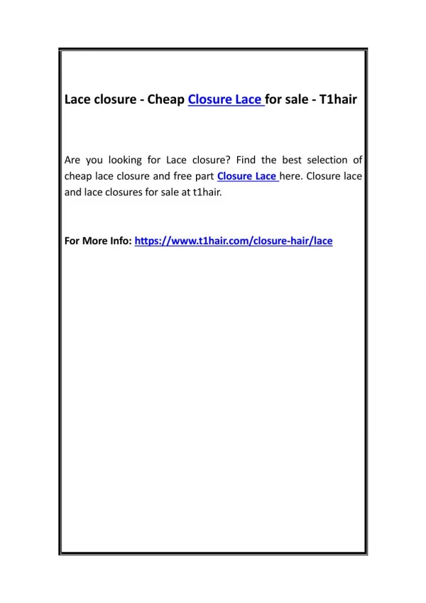 Lace closure - Cheap Closure Lace for sale - T1hair