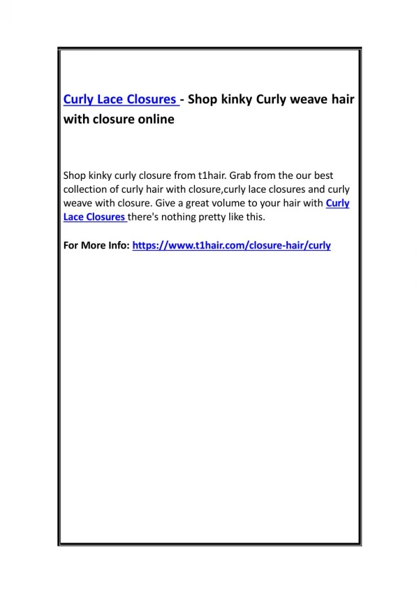 Curly Lace Closures - Shop kinky Curly weave hair with closure online
