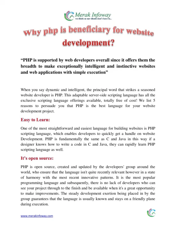 Why php is beneficiary for website development?