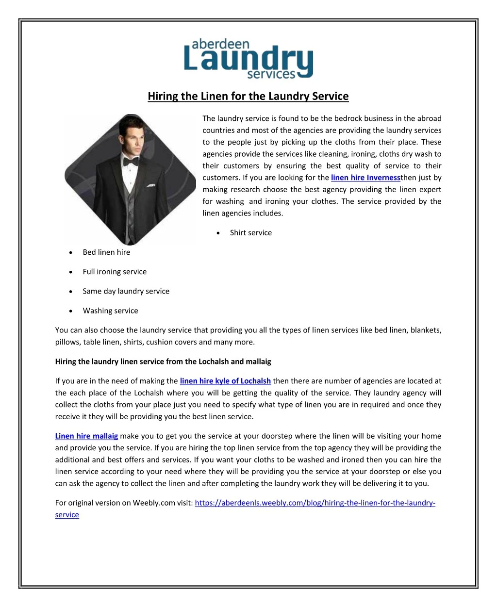 hiring the linen for the laundry service