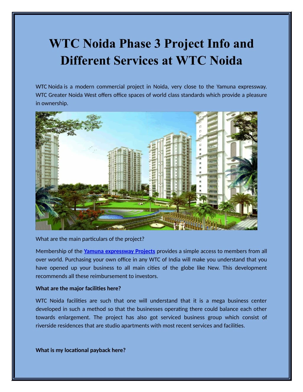 wtc noida phase 3 project info and different