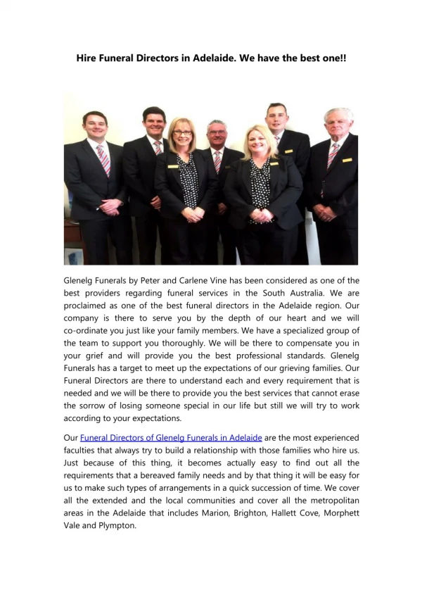 Hire Funeral Directors in Adelaide - We have the best one!!
