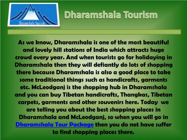 Shopping Places in Dharamshala, Dharamshala Shopping Tour