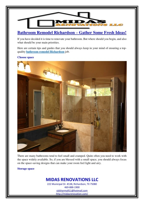 Bathroom Remodel Richardson – Gather Some Fresh Ideas!