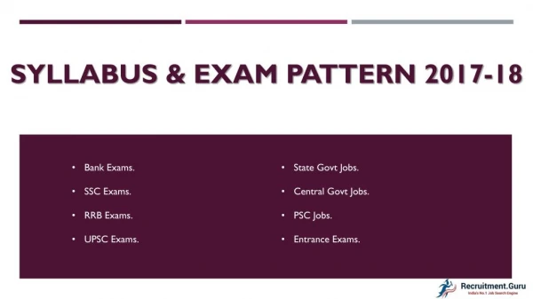 New Govt Exams RRB SSC UPSC Syllabus & Exam Pattern 2017-2018