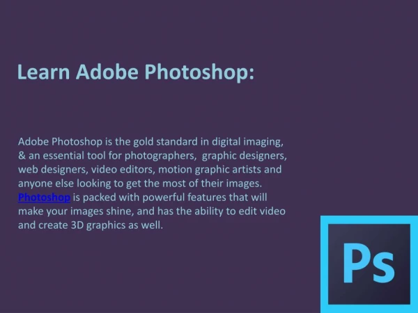 Learn About Adobe Photoshop