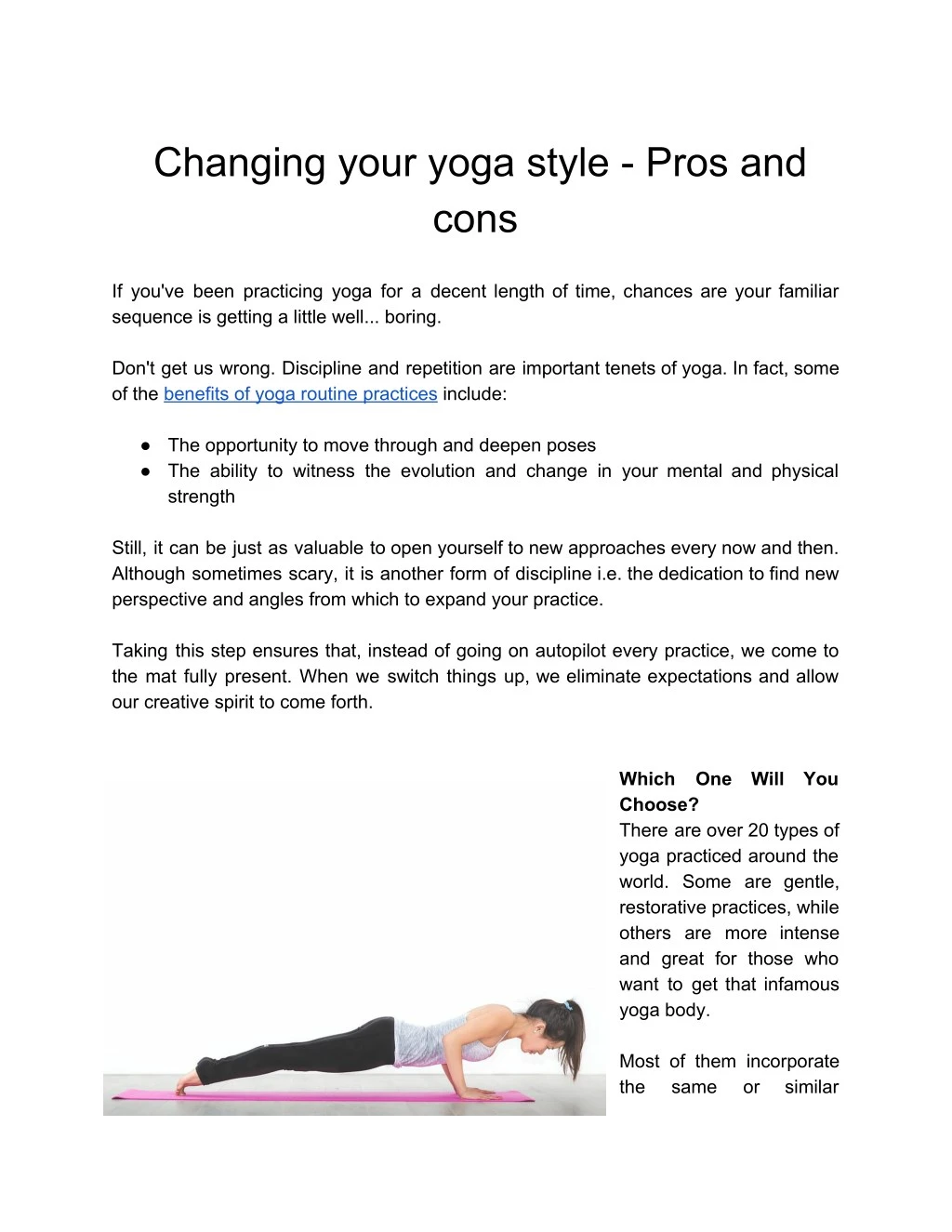 changing your yoga style pros and cons