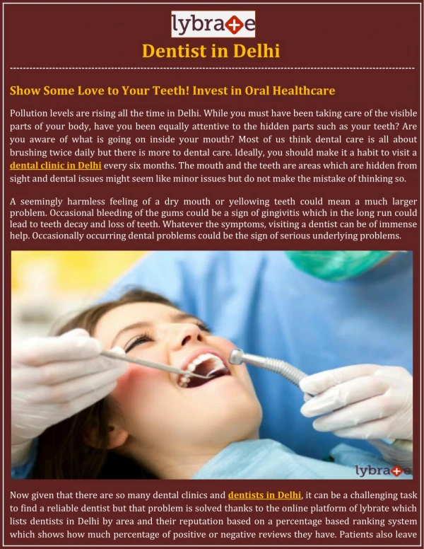 Dental Clinic in Delhi, Dentist in Delhi - Lybrate