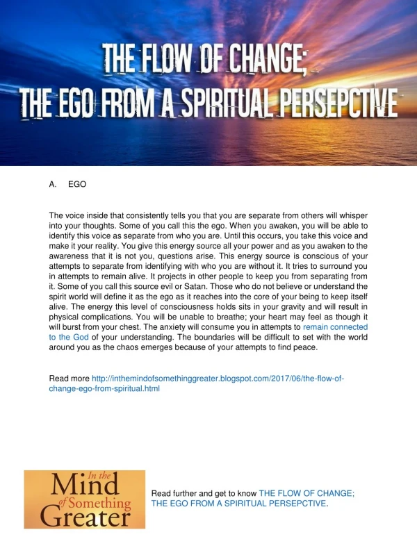 The Flow of Change; The Ego from a Spiritual Persepctive