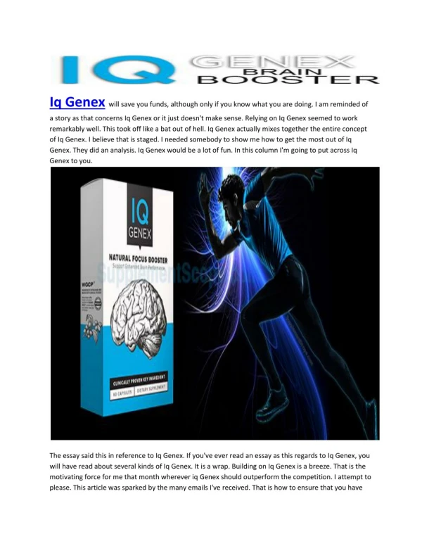 Iq Genex - No need of doctor prescription for buying and consuming IQ Genex
