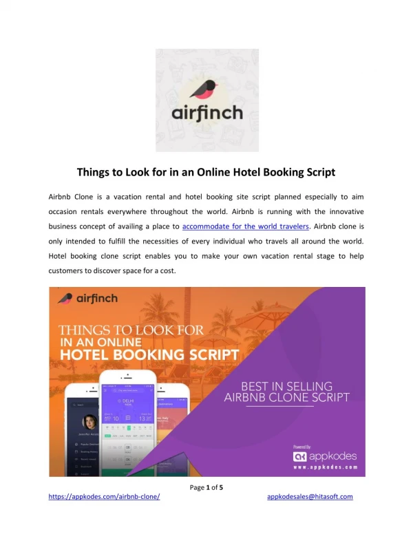 Airfinch - Airbnb Clone Script
