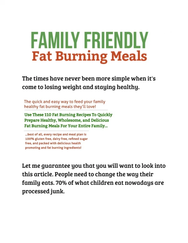 Family Friendly Fat Burning Meals