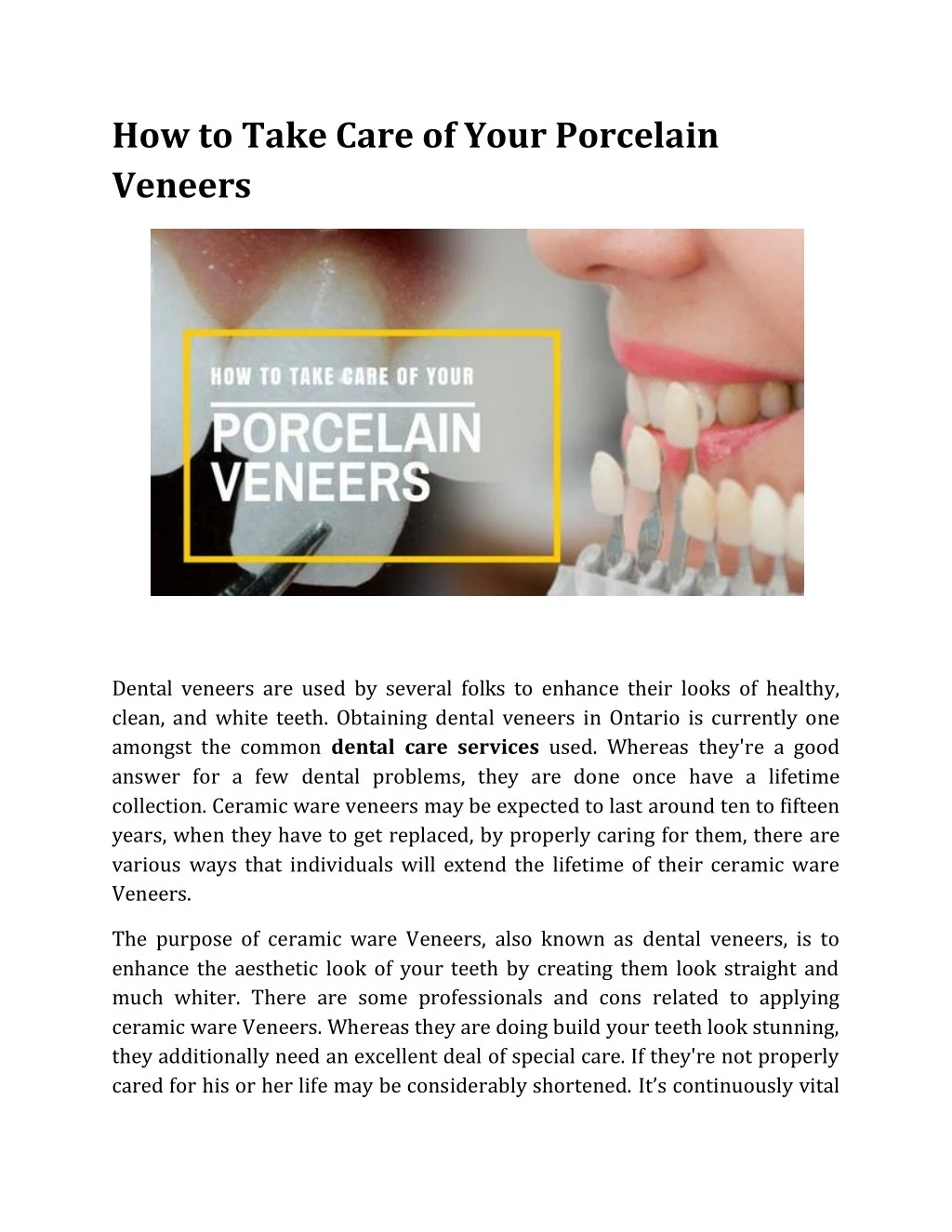 how to take care of your porcelain veneers