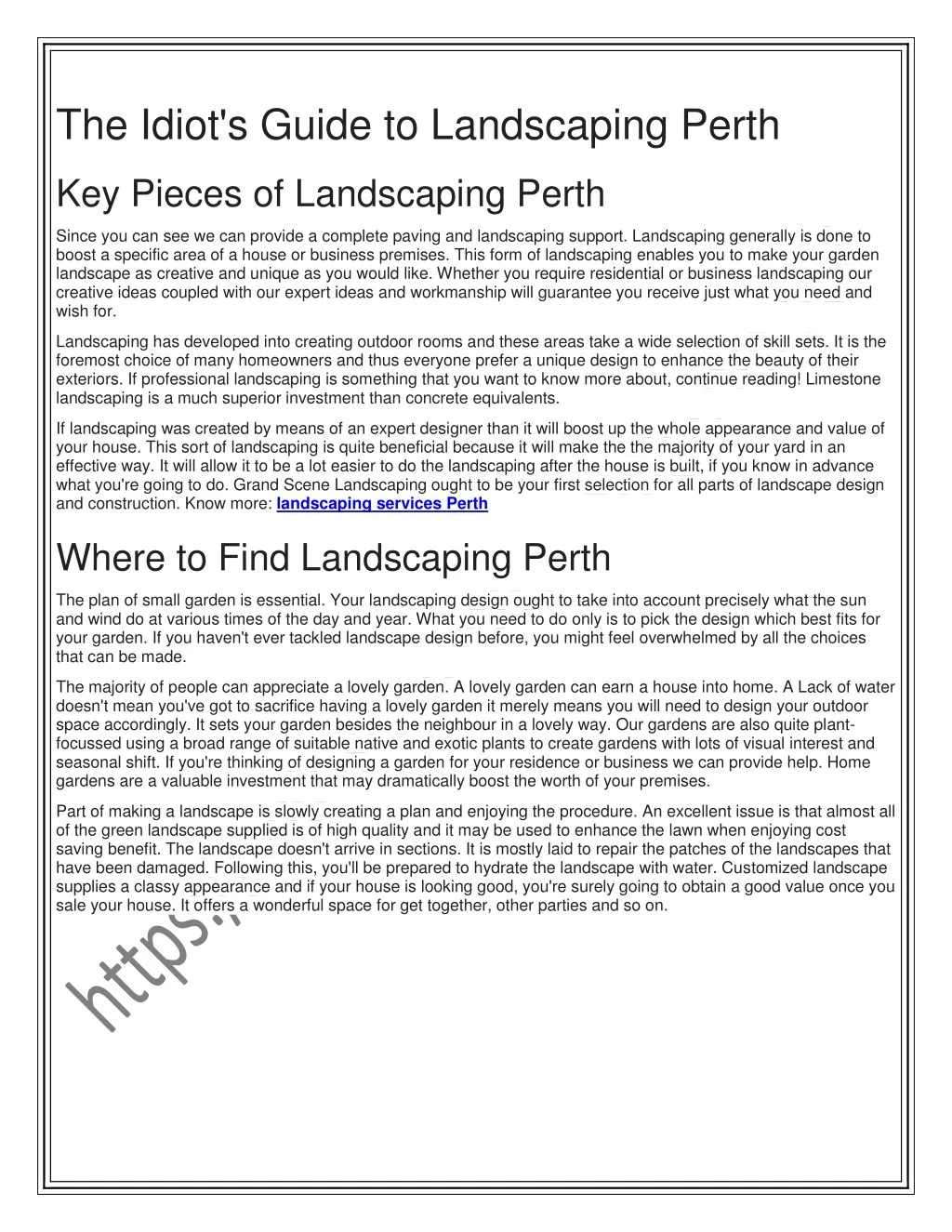 the idiot s guide to landscaping perth