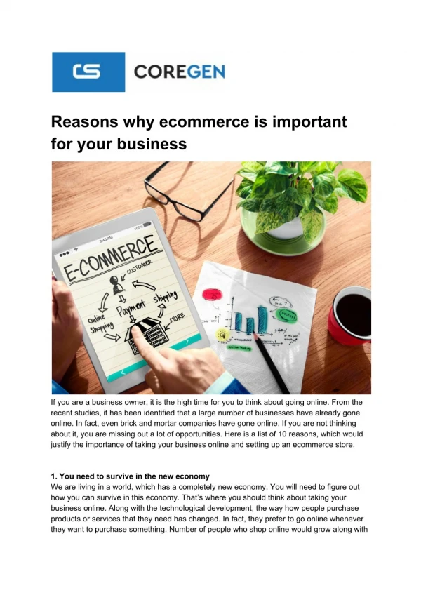 Reasons why ecommerce is important for your business by Coregen Solutions