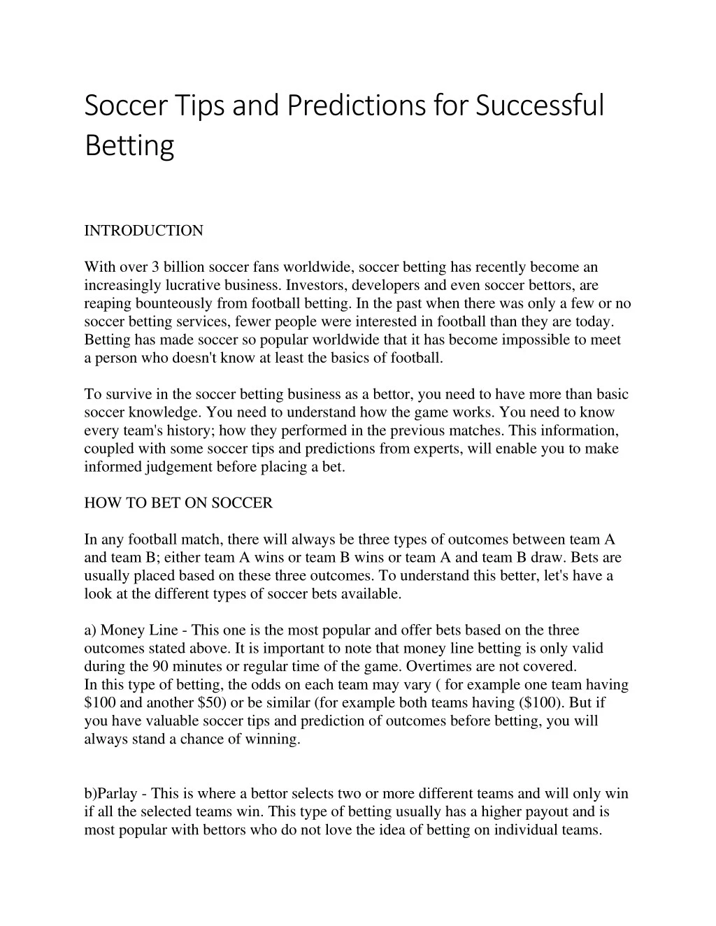soccer tips and predictions for successful