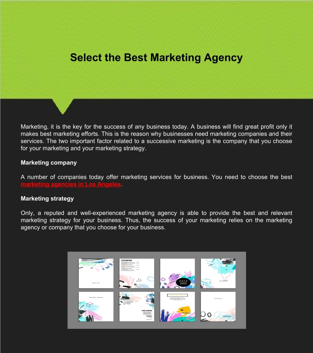 select the best marketing agency