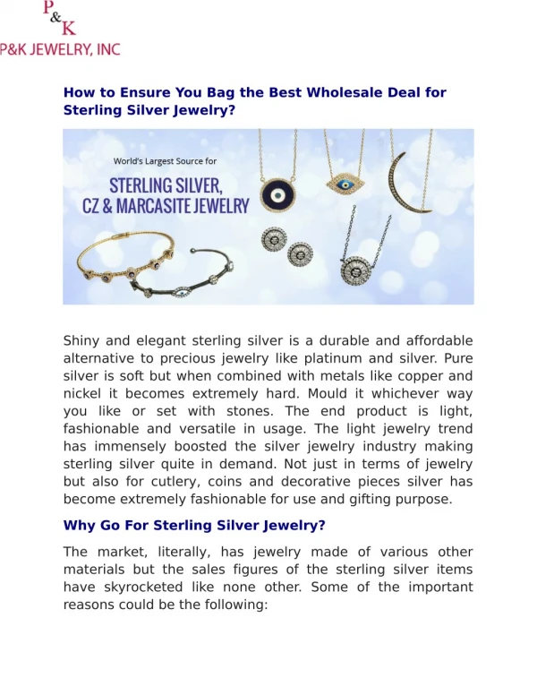 How to Ensure You Bag the Best Wholesale Deal for Sterling Silver Jewelry?
