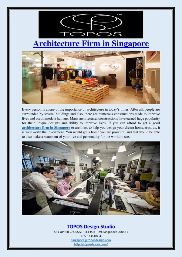 Architecture Firm in Singapore