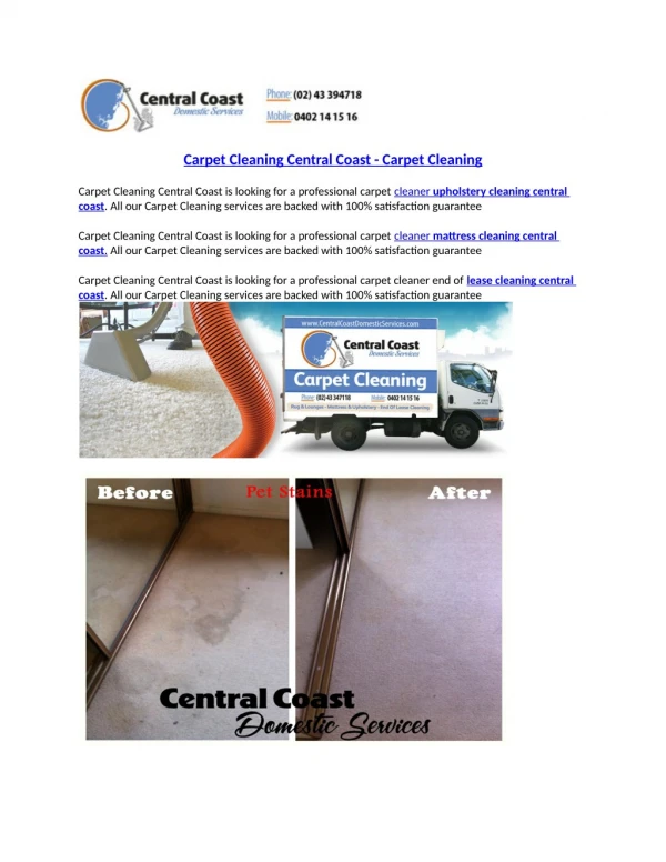 Carpet Cleaning Central Coast - Carpet Cleaning