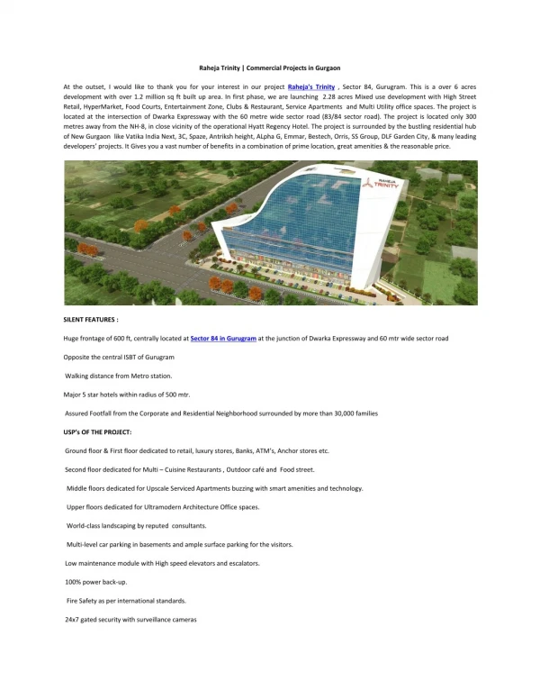 Raheja Trinity | Commercial Projects in Gurgaon