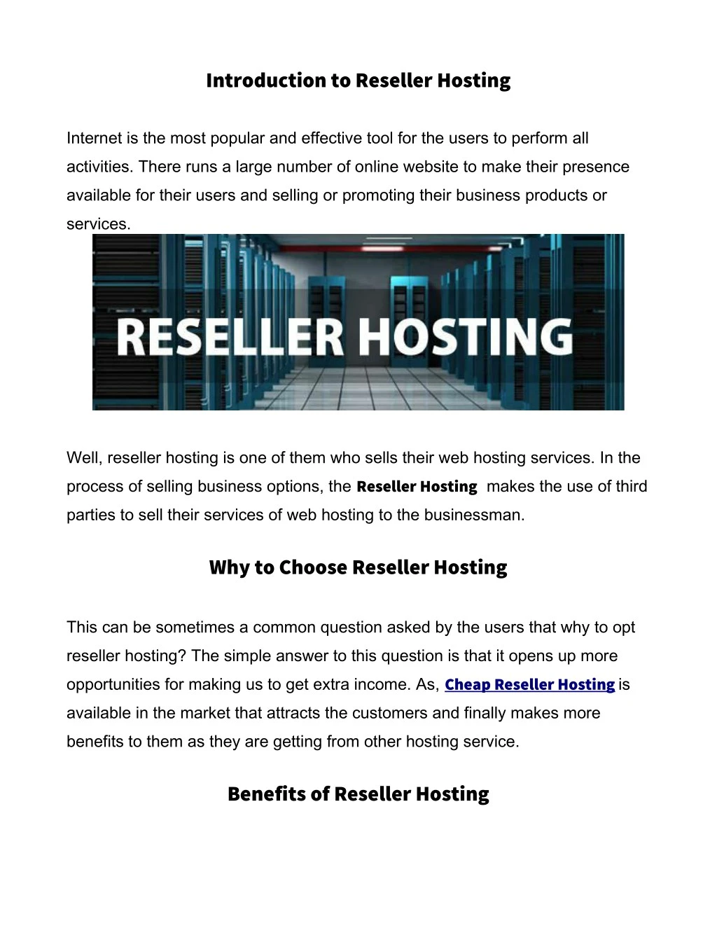 introduction to reseller hosting