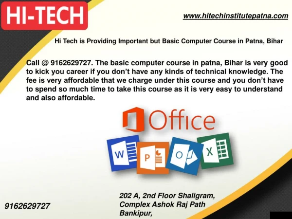 Hi Tech is Providing Important but Basic Computer Course in Patna, Bihar