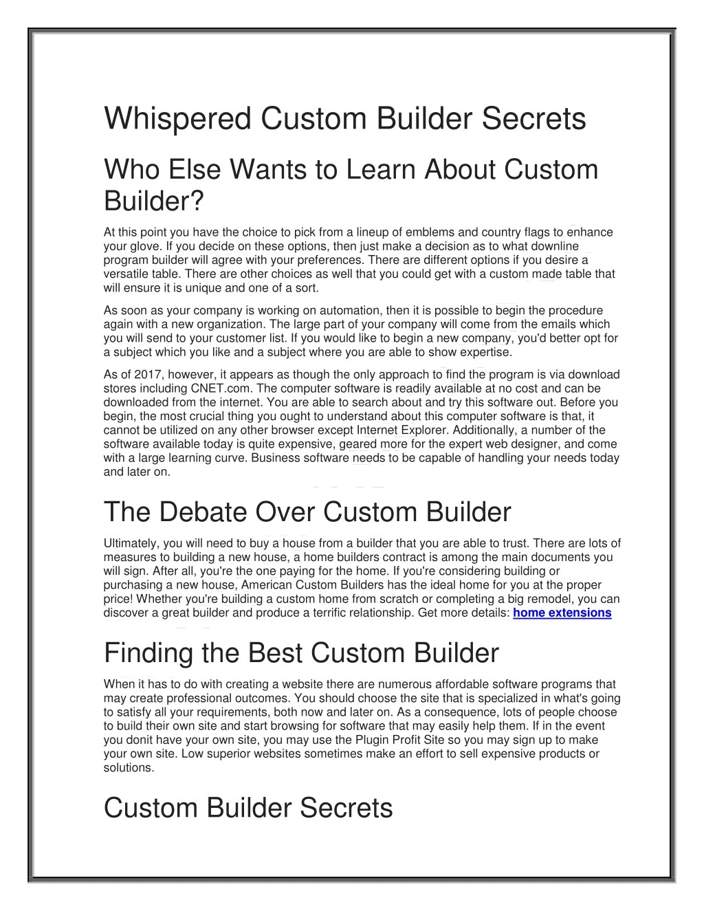 whispered custom builder secrets