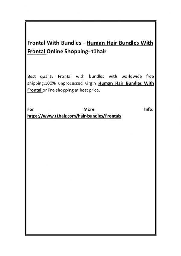 Frontal With Bundles - Human Hair Bundles With Frontal Online Shopping- t1hair
